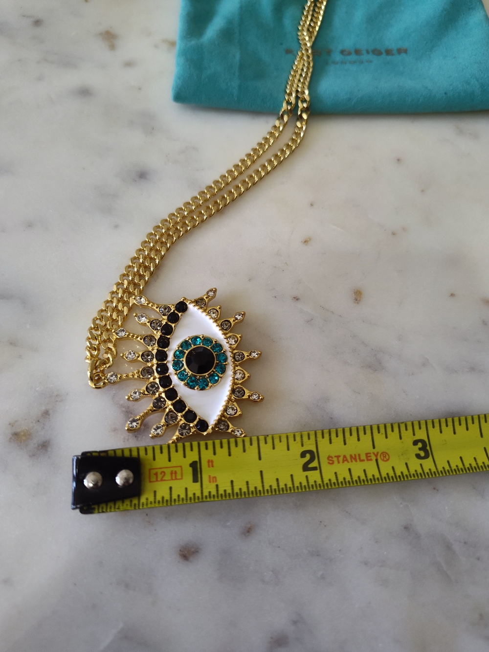KURT GEIGER London Evil Eye Crystal Statement Necklace NWT Gold Tone w Dust Bag - Picture 6 of 7